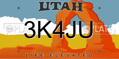 3K4JU Utah License Plate