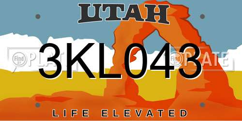 3KL043 Utah License Plate