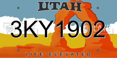 3KY1902 Utah License Plate