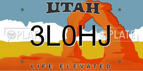 3L0HJ Utah License Plate