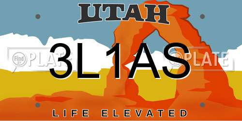 3L1AS Utah License Plate