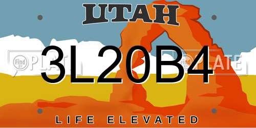 3L20B4 Utah License Plate
