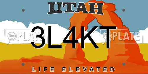 3L4KT Utah License Plate