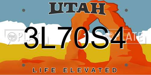 3L70S4 Utah License Plate