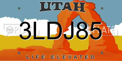 3LDJ85 Utah License Plate