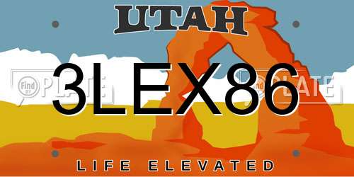 3LEX86 Utah License Plate
