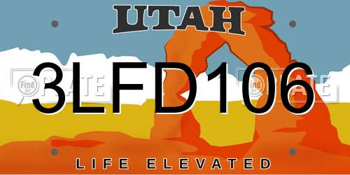 3LFD106 Utah License Plate