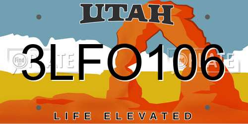 3LFO106 Utah License Plate