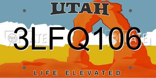 3LFQ106 Utah License Plate