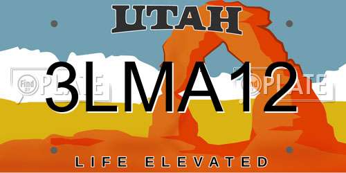 3LMA12 Utah License Plate