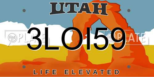 3LOI59 Utah License Plate