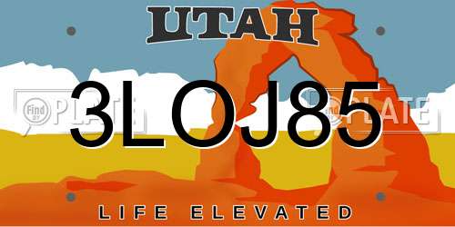 3LOJ85 Utah License Plate