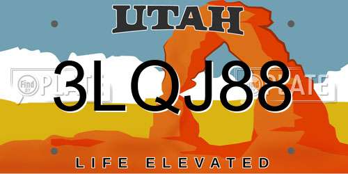 3LQJ88 Utah License Plate