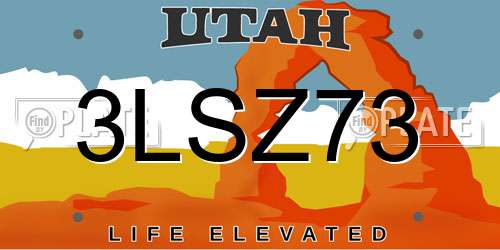 3LSZ73 Utah License Plate