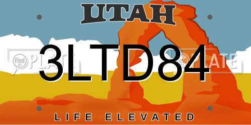 3LTD84 Utah License Plate