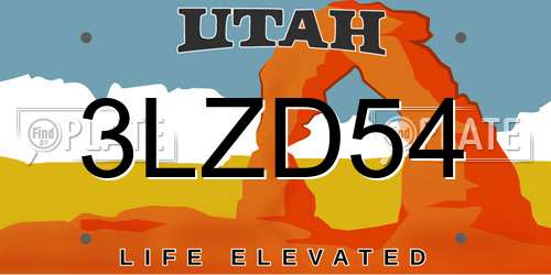 3LZD54 Utah License Plate
