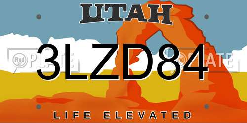 3LZD84 Utah License Plate