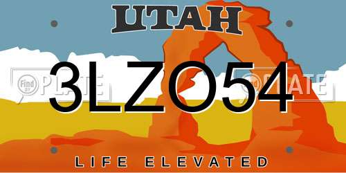 3LZO54 Utah License Plate