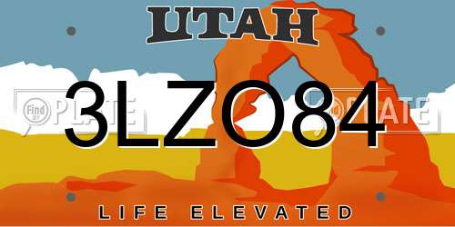 3LZO84 Utah License Plate