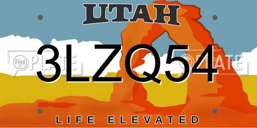 3LZQ54 Utah License Plate