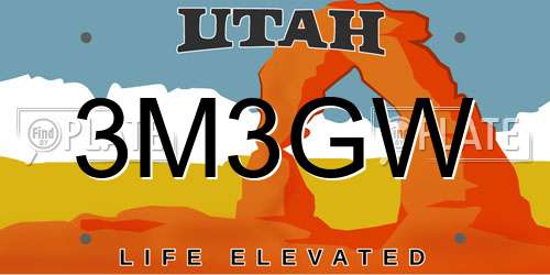 3M3GW Utah License Plate