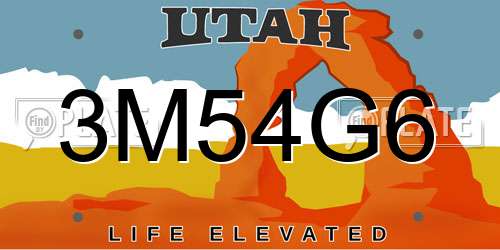 3M54G6 Utah License Plate
