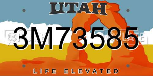 3M73585 Utah License Plate
