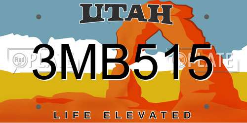 3MB515 Utah License Plate