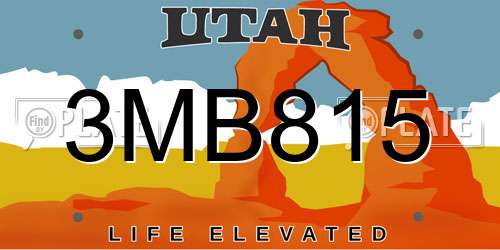 3MB815 Utah License Plate