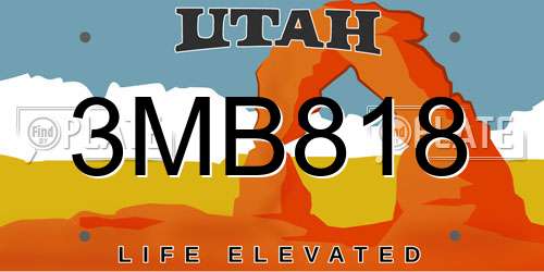 3MB818 Utah License Plate