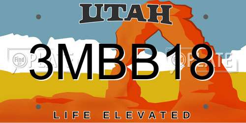3MBB18 Utah License Plate