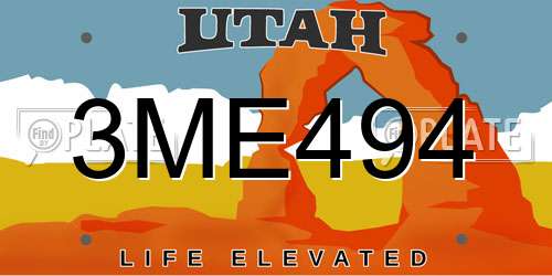 3ME494 Utah License Plate
