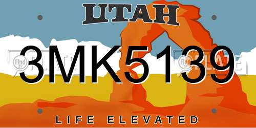 3MK5139 Utah License Plate