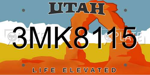 3MK8115 Utah License Plate