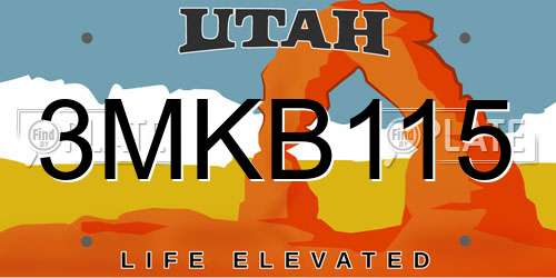 3MKB115 Utah License Plate
