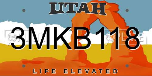 3MKB118 Utah License Plate
