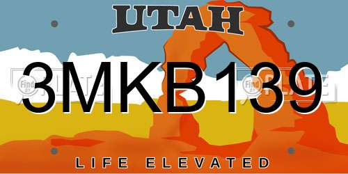 3MKB139 Utah License Plate