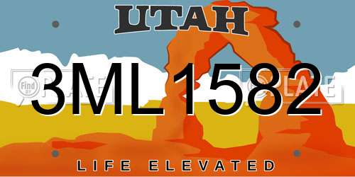 3ML1582 Utah License Plate