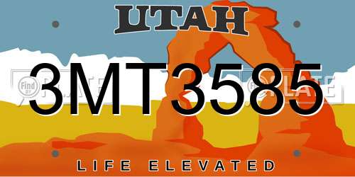 3MT3585 Utah License Plate