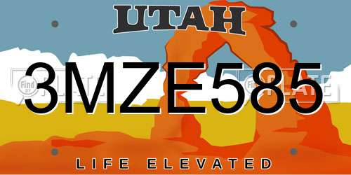 3MZE585 Utah License Plate