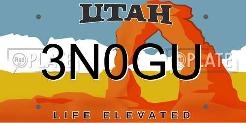 3N0GU Utah License Plate