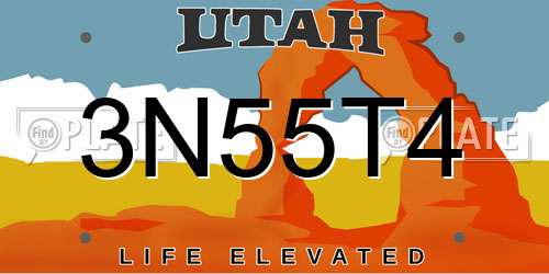 3N55T4 Utah License Plate