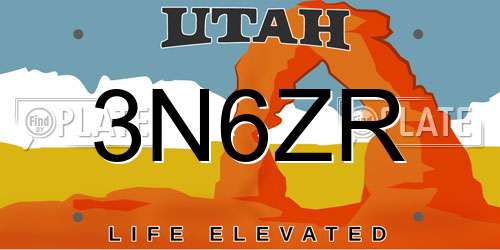 3N6ZR Utah License Plate