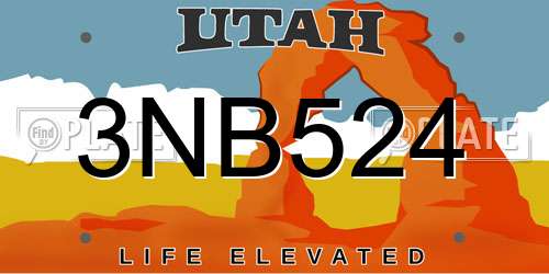 3NB524 Utah License Plate