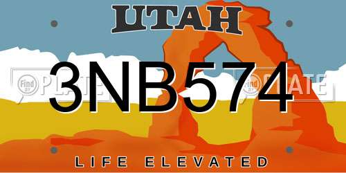 3NB574 Utah License Plate