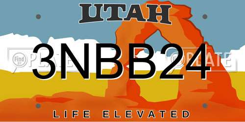 3NBB24 Utah License Plate