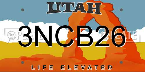 3NCB26 Utah License Plate