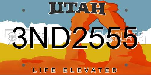 3ND2555 Utah License Plate