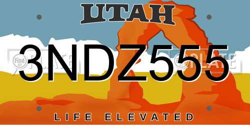 3NDZ555 Utah License Plate