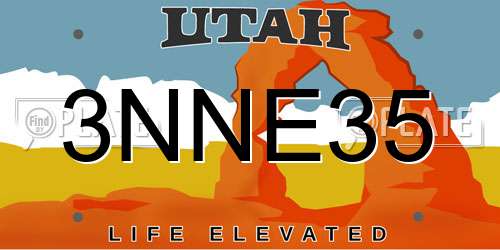 3NNE35 Utah License Plate